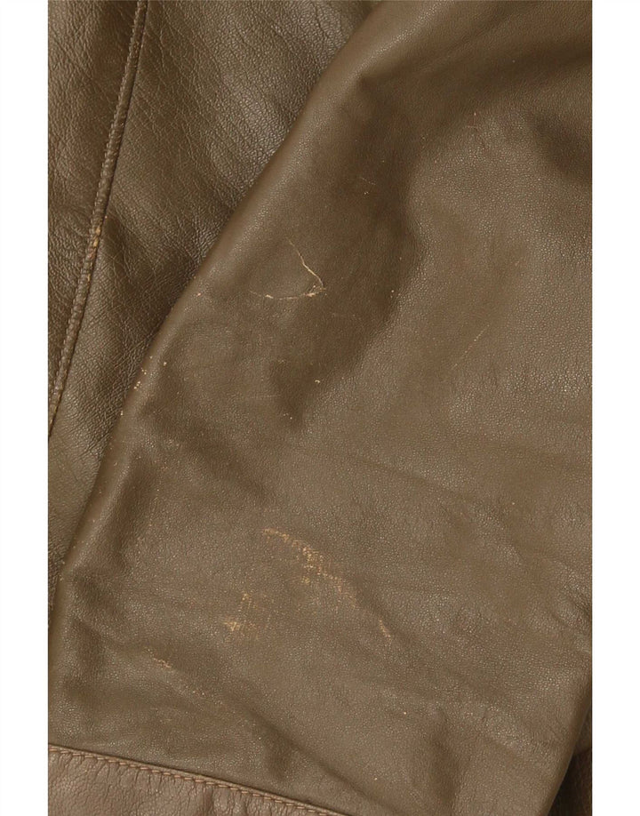 Vintage muška kožna jakna UK 38 Srednja kaki koža