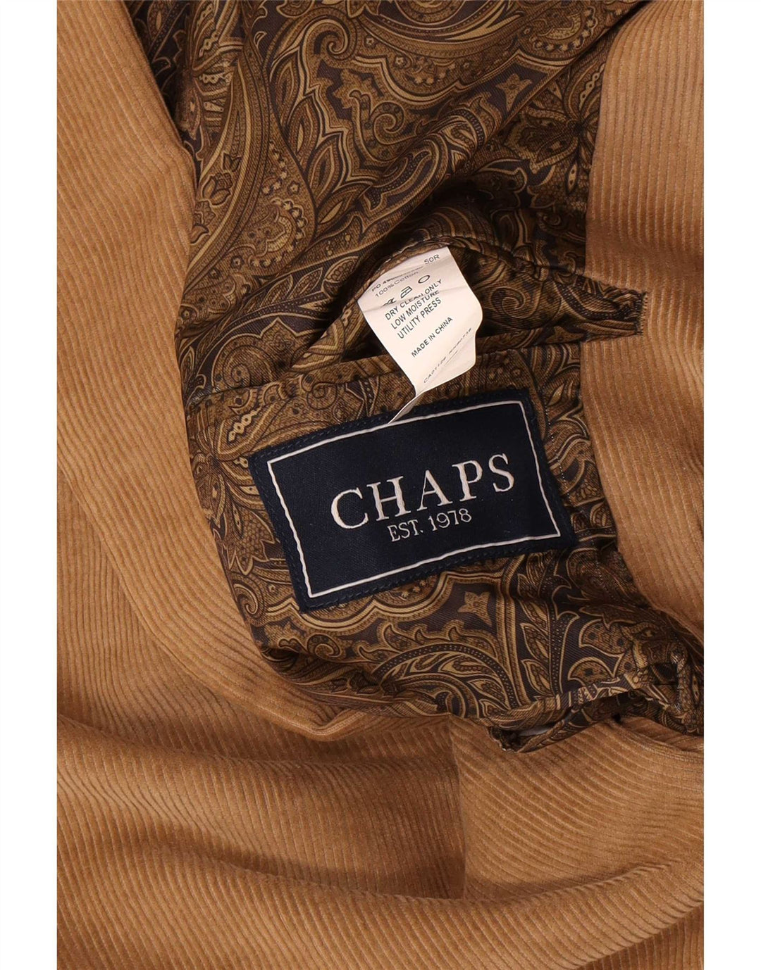 Chaps Muška jakna od samta s 2 gumba IT 50 Large Beige Cotton
