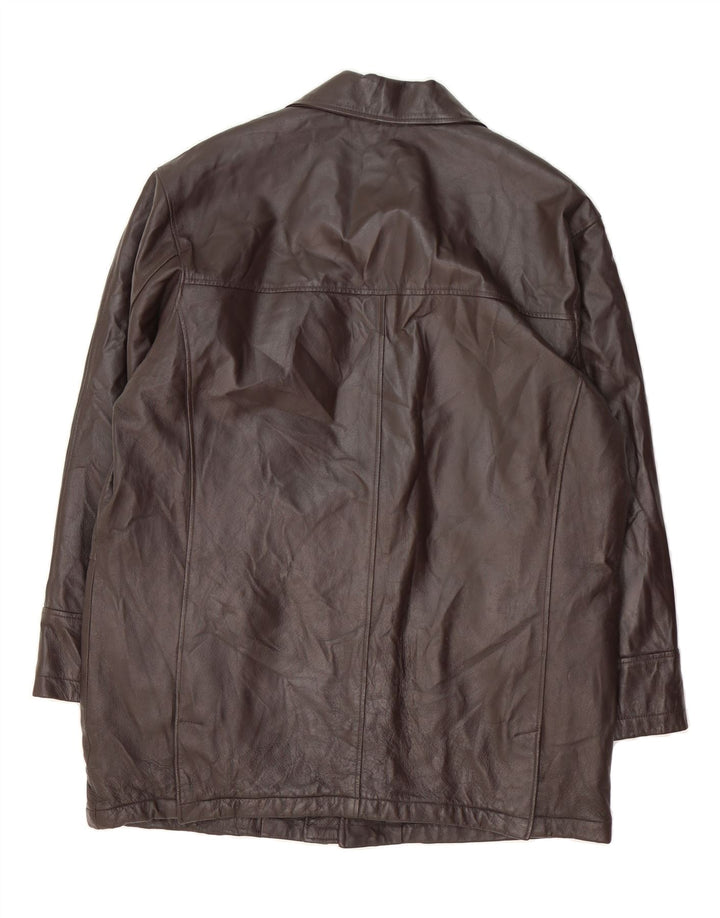 VINTAGE Mens Leather Coat IT 50 Large Brown Leather Vintage Vintage and Second-Hand Vintage from Messina Hembry 