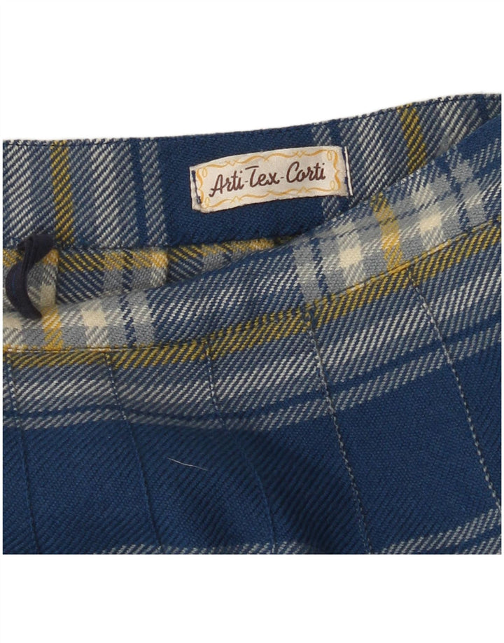 VINTAGE ženska plisirana suknja A-kroja visokog struka W26 mali plavi karirani