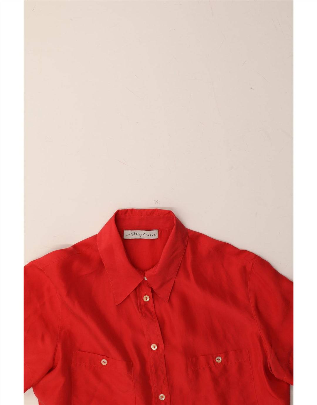 VINTAGE Womens Short Sleeve Shirt Blouse UK 12 Medium Red Vintage Vintage and Second-Hand Vintage from Messina Hembry 