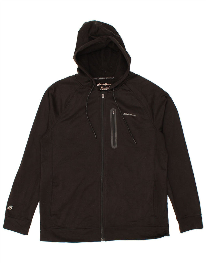 EDDIE BAUER Mens Hooded Tracksuit Top Jacket Medium Black Polyester Vintage Eddie Bauer and Second-Hand Eddie Bauer from Messina Hembry 