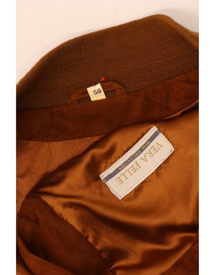 Vintage muška bomber jakna od brušene kože IT 56 3XL smeđa koža