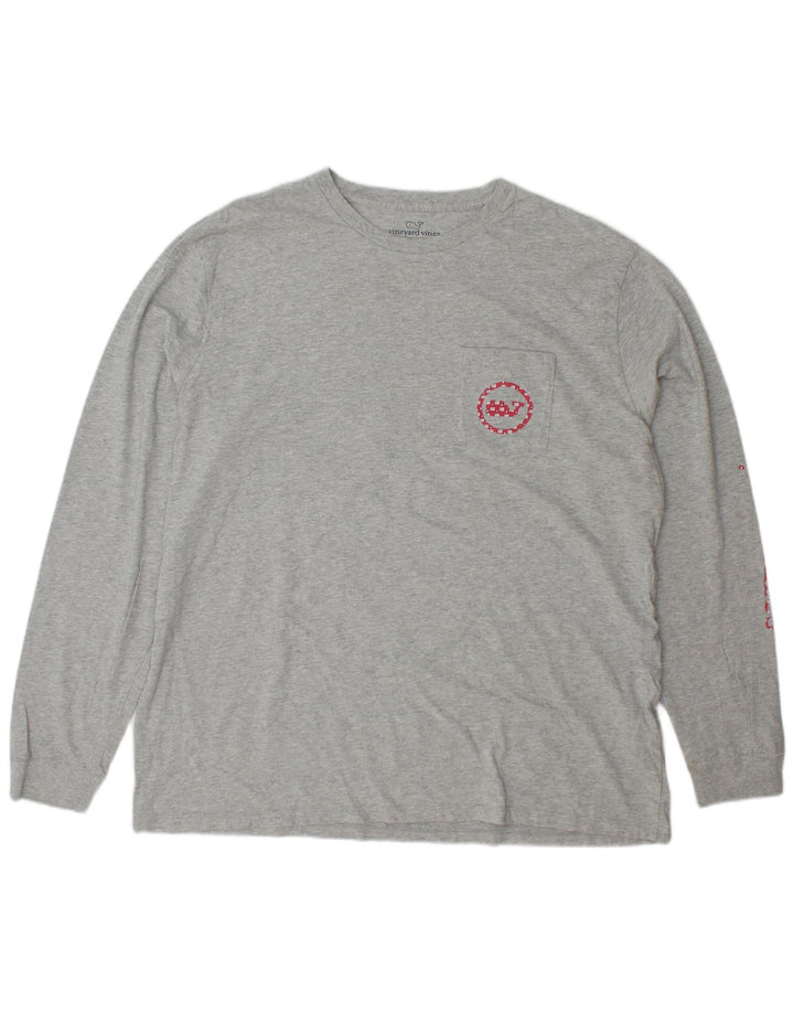 VINEYARD VINES Muška majica dugih rukava s grafikama XL, sivi pamuk