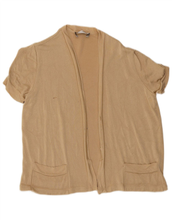 Max Mara ženski otvoreni kardigan pulover kratkih rukava UK 14 Srednje bež