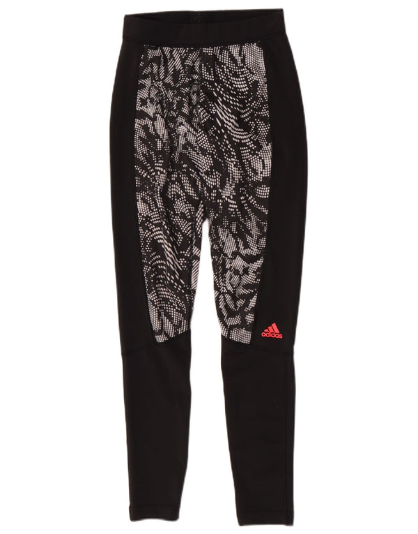 Adidas ženske Climalite tajice UK 4/6 XS crni poliester s životinjskim printom