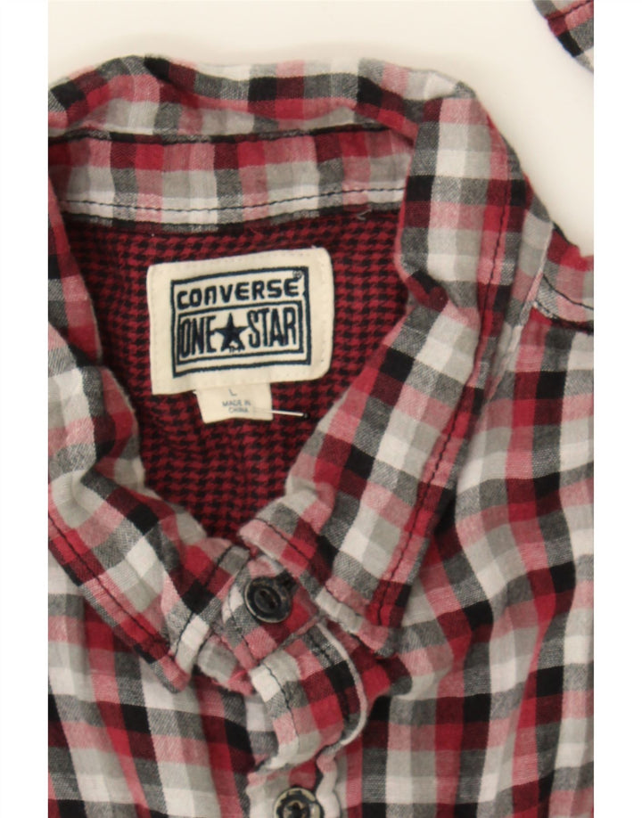 CONVERSE Mens Military Flannel Shirt Large Red Check Cotton Vintage Converse and Second-Hand Converse from Messina Hembry 