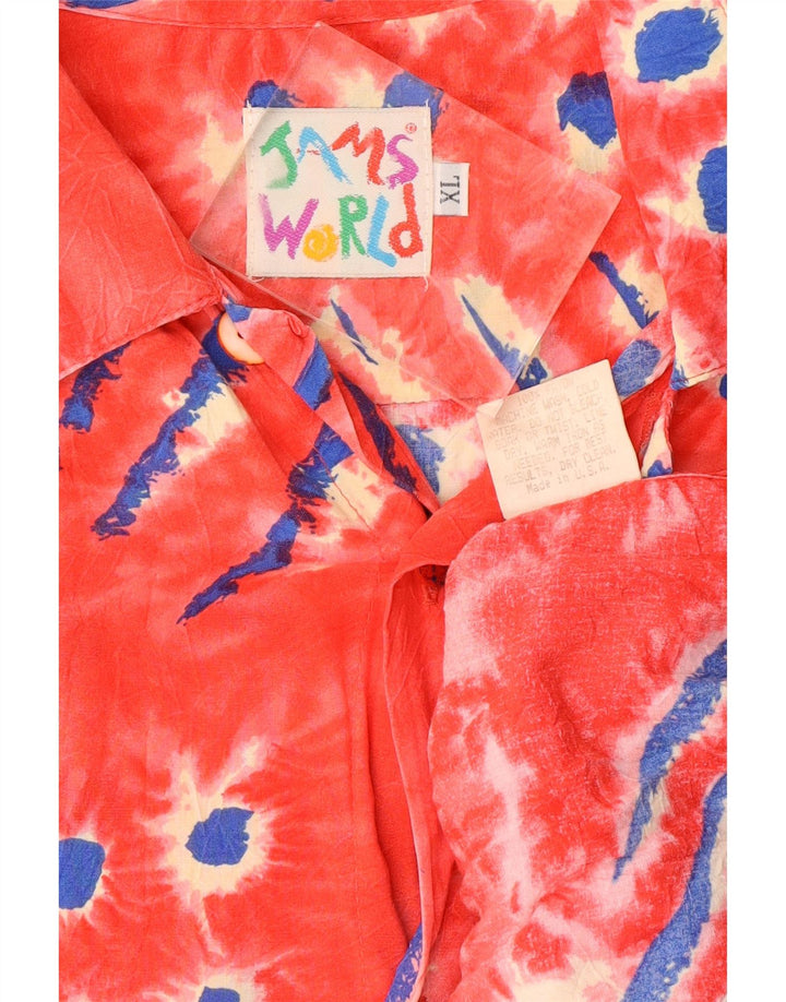 JAMS WORLD Muška košulja kratkih rukava XL crvena cvjetna svila