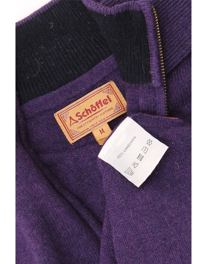 Schoffel muški džemper s izrezom s patentnim zatvaračem srednje ljubičaste boje od janjeće vune