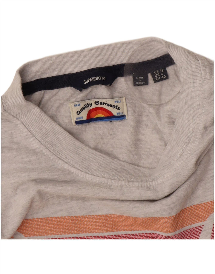 Superdry ženska majica kratkih rukava s grafičkim motivima UK 12 srednje sive pruge