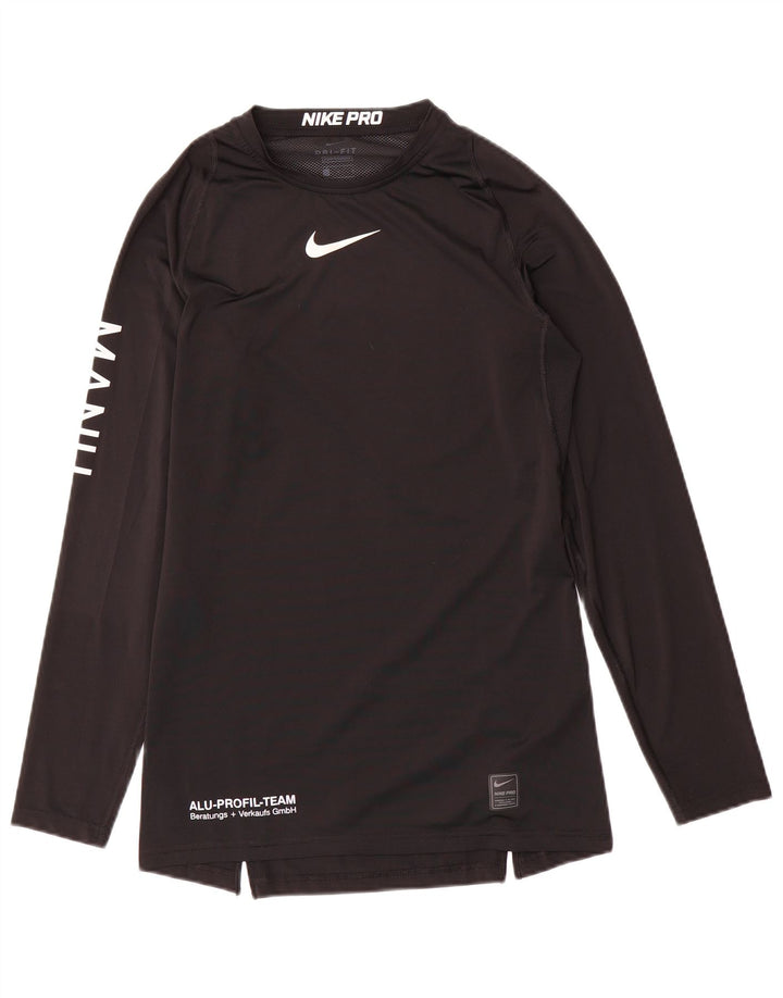 Nike muška Dri Fit grafička majica dugih rukava, veliki crni poliester