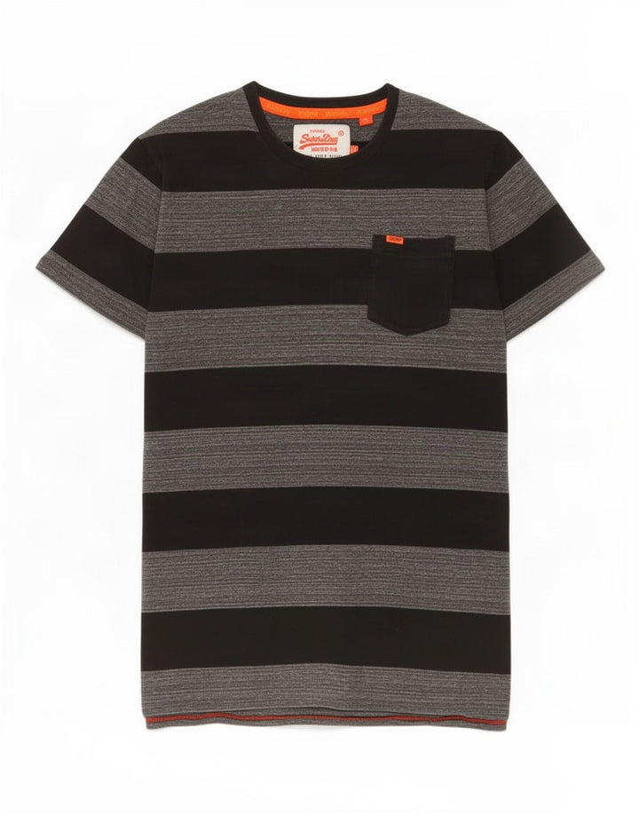 Superdry muška majica kratkih rukava Srednje sivi pamuk na pruge