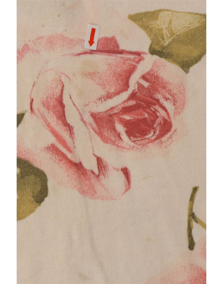 VINTAGE Ženska majica dugih rukava UK 16 Large Off White Floral Pamuk