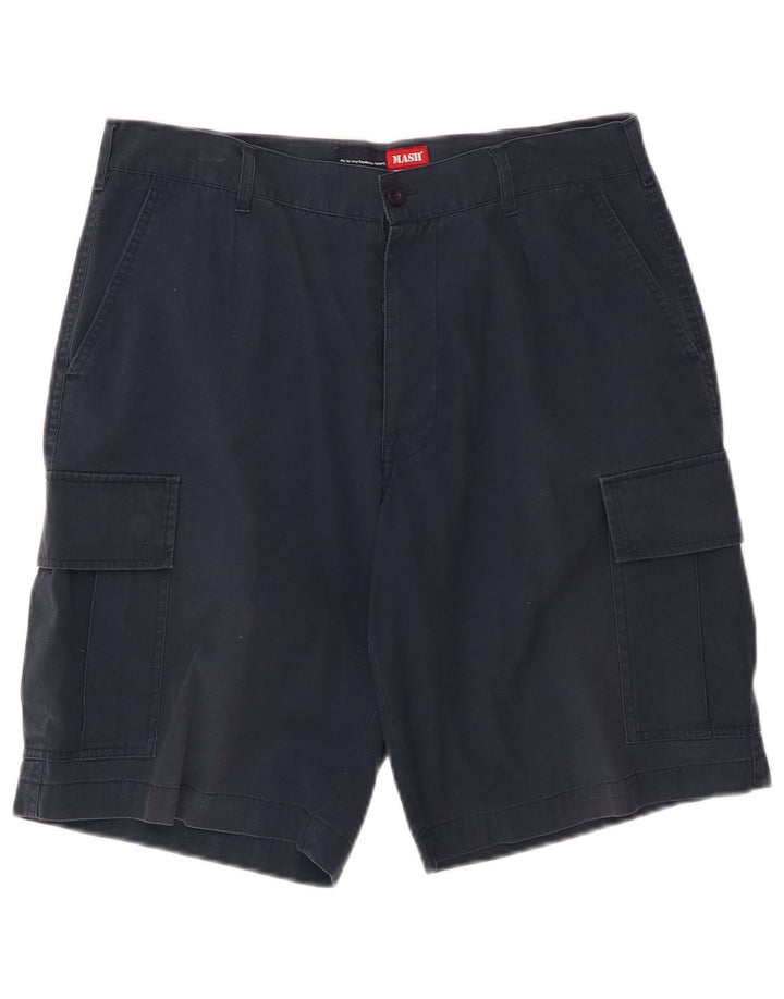 MASH Mens Cargo Shorts IT 48 Medium W32  Navy Blue Cotton
