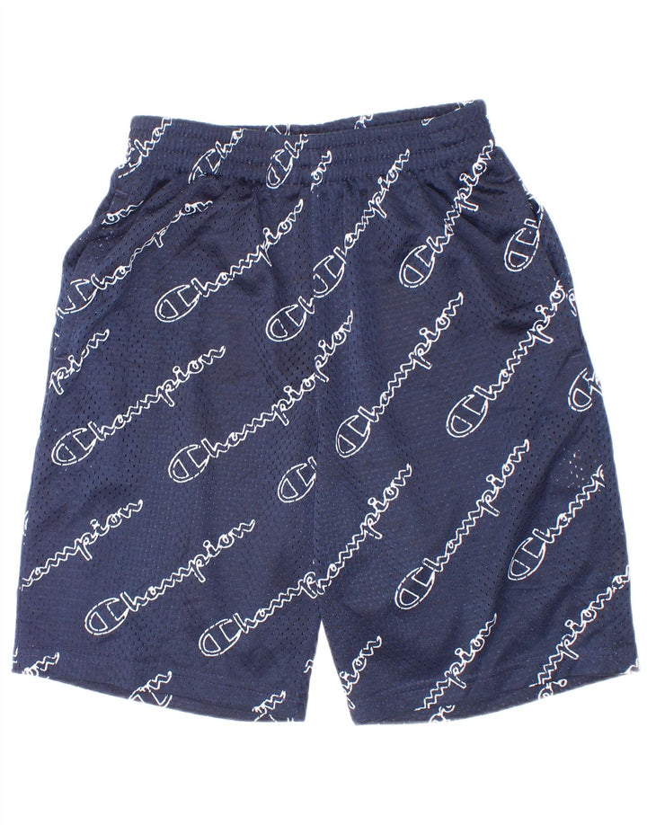 Champion Boys Graphic Sport Shorts 9-10 Years Medium Navy Blue Poliester