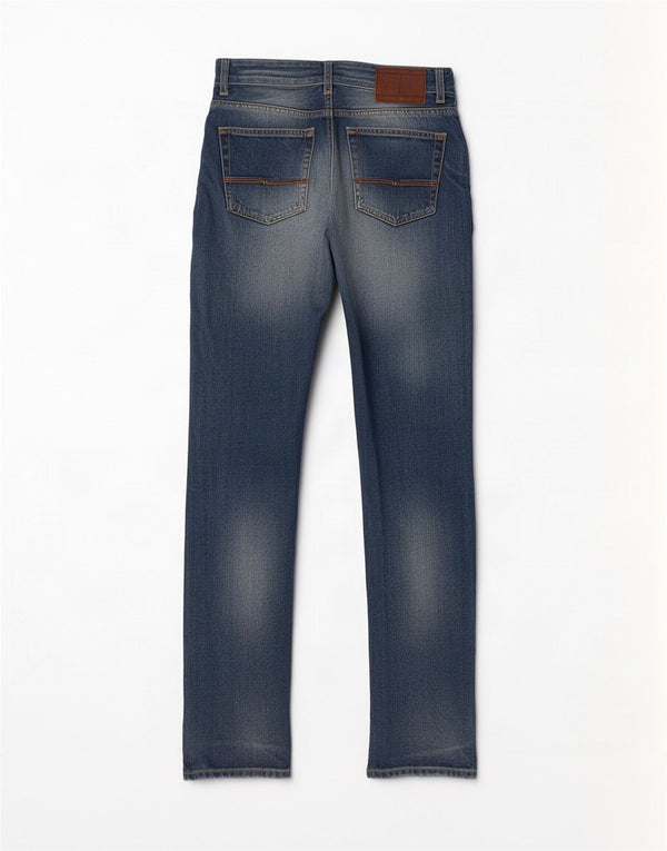 Tommy Hilfiger Mens Mercer Distressed Straight Jeans W30 L34 Plavi pamuk