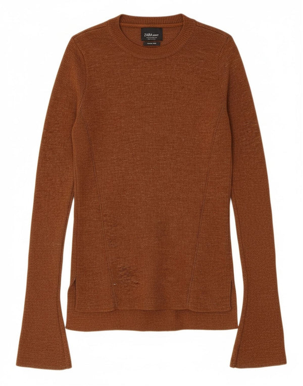 Zara ženski džemper s okruglim izrezom UK 12 srednje smeđa