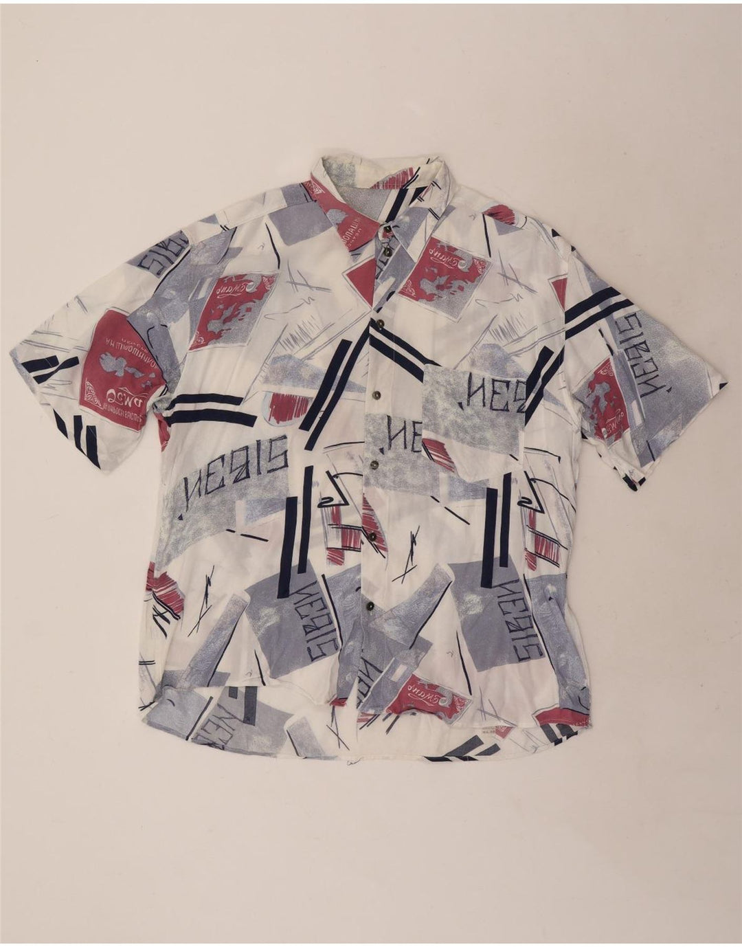 Vintage muška košulja kratkih rukava XL višebojna geometrijska