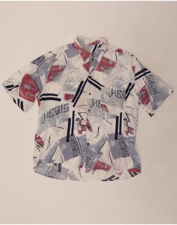 Vintage muška košulja kratkih rukava XL višebojna geometrijska