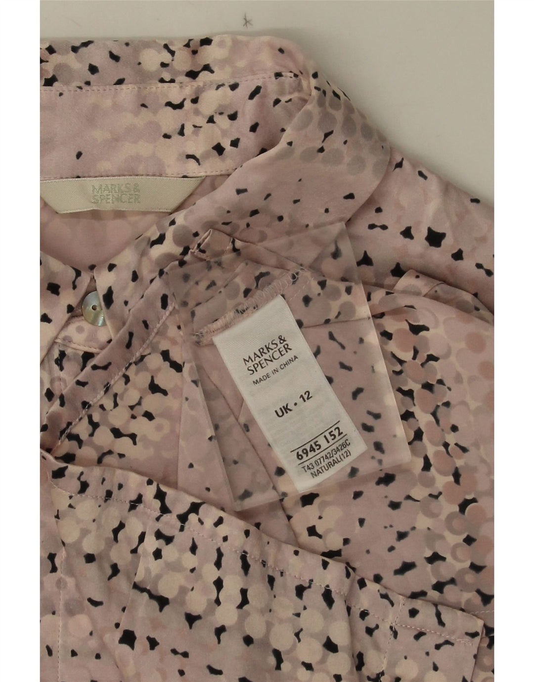 Marks & Spencer ženska košulja bluza UK 12 Srednje ružičasta svila na točkice