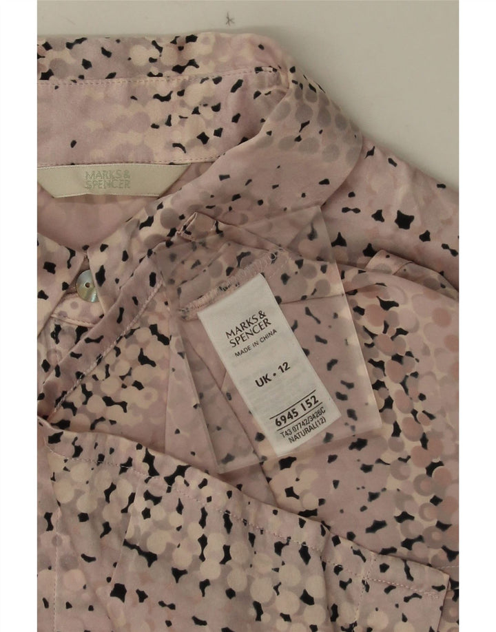 Marks & Spencer ženska košulja bluza UK 12 Srednje ružičasta svila na točkice