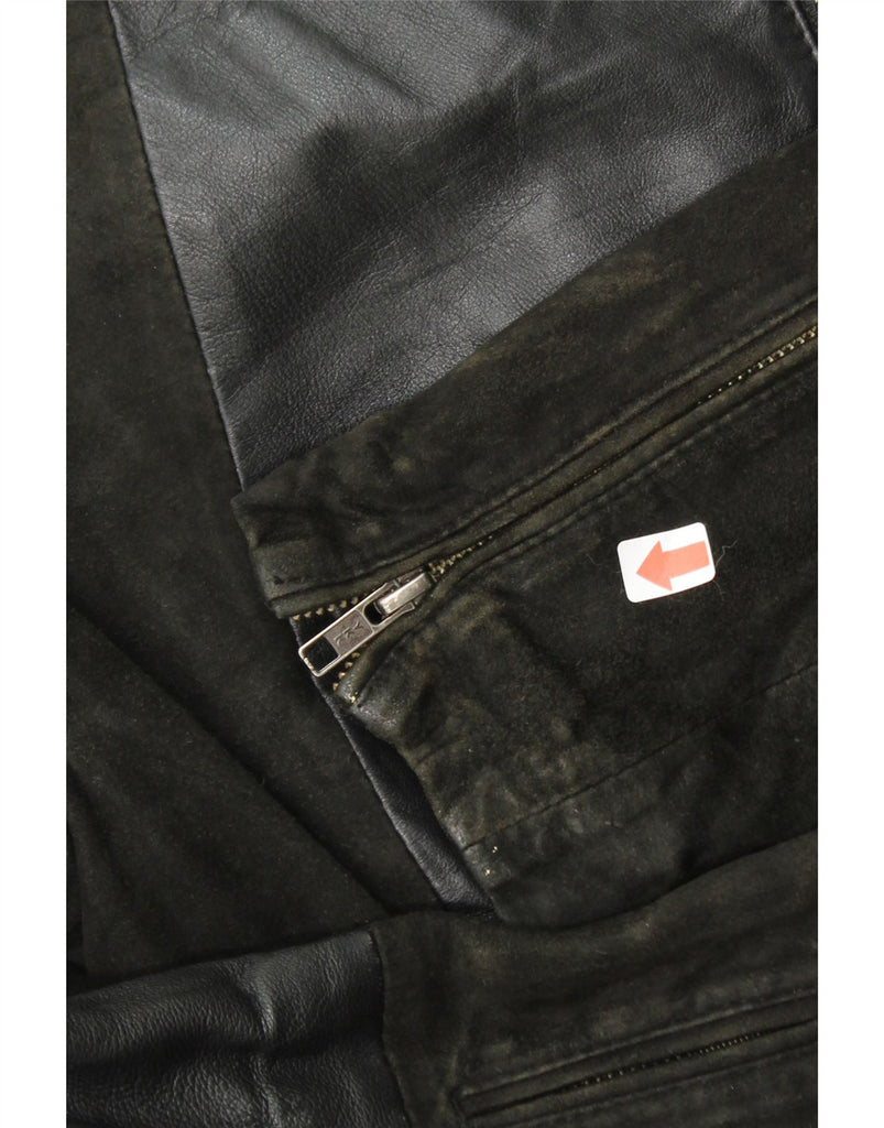 VERO MODA Womens Leather Jacket IT 42 Medium Black Colourblock Leather Vintage Vero Moda and Second-Hand Vero Moda from Messina Hembry 