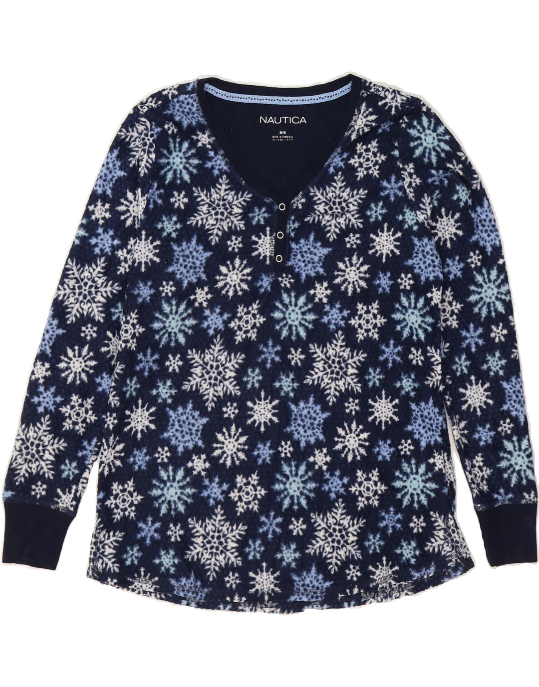 NAUTICA Womens Top Long Sleeve UK 14 Medium Navy Blue Fair Isle Polyester Vintage Nautica and Second-Hand Nautica from Messina Hembry 