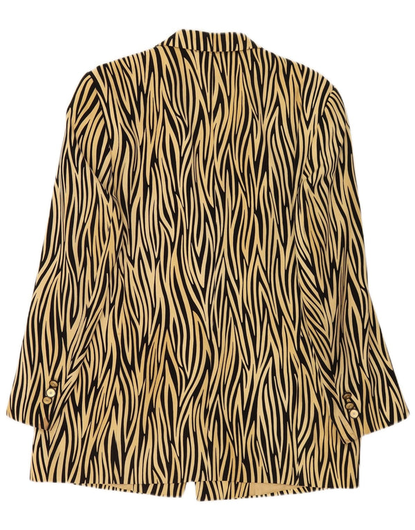 Basler Womens 1 Button Blazer Jacket UK 14 Medium Yellow Animal Print