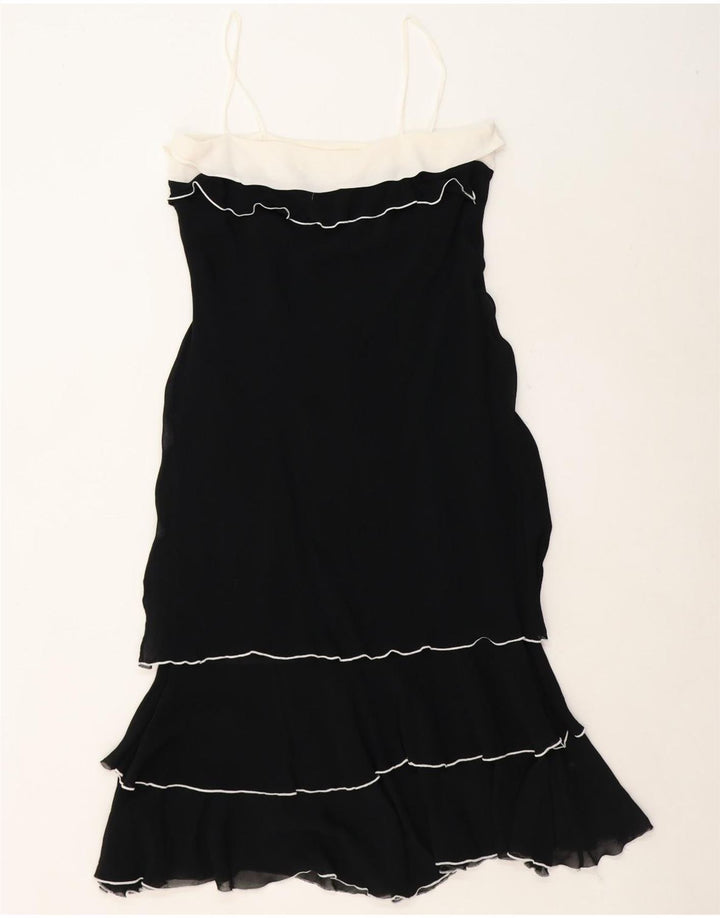 WALLIS Womens Ruffle Slip Dress UK 12 Medium Black Polyester Vintage Wallis and Second-Hand Wallis from Messina Hembry 