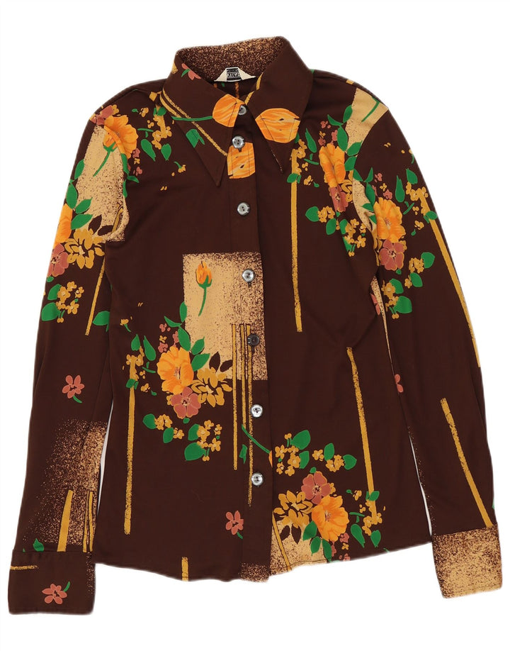 Vintage ženska košulja bluza IT 46 velika smeđa cvjetna