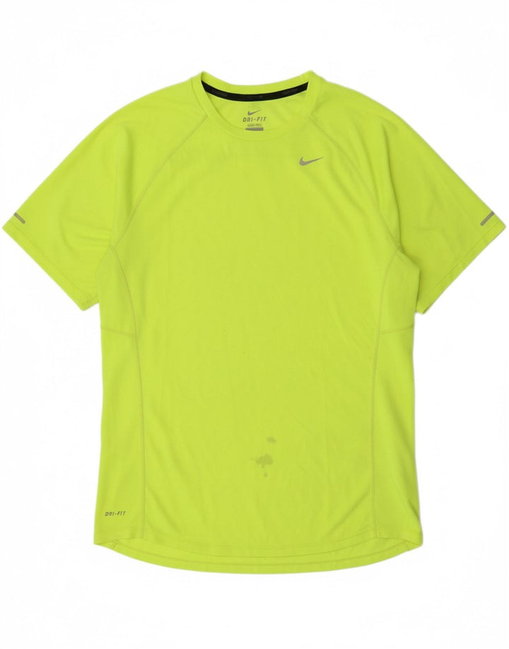 NIKE Mens Dri Fit T-Shirt Top Medium Yellow Polyester