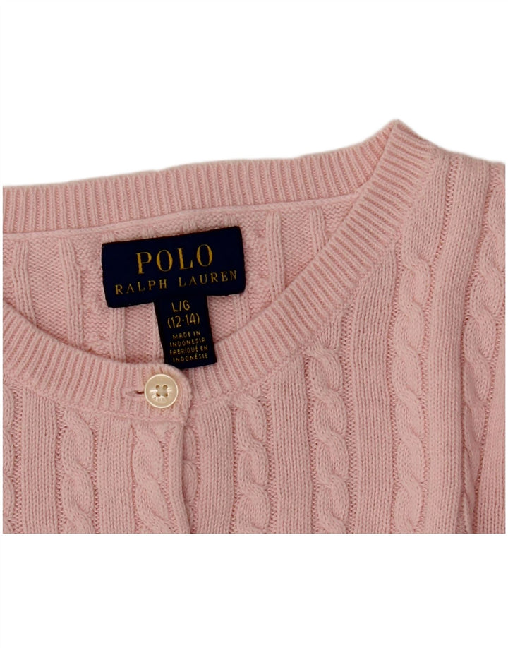 Pulover s kardiganom za djevojčice POLO RALPH LAUREN 12-13 godina veliki ružičasti