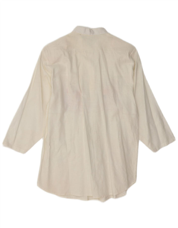 VINTAGE Ženska košulja bluza 3/4 rukava UK 14 Srednje bijela cvjetna