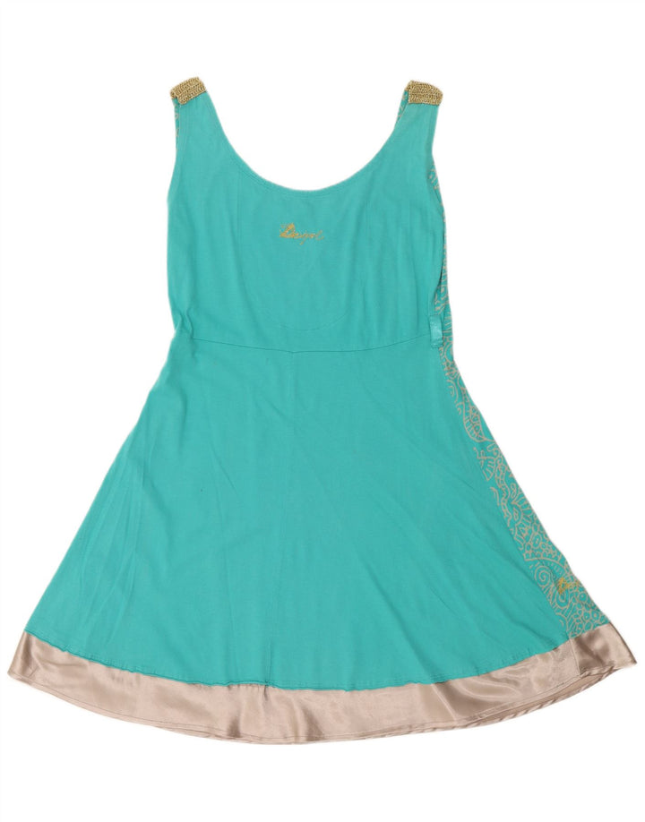 Desigual ženska grafička haljina A-kroja UK 14 Srednje tirkizna Paisley