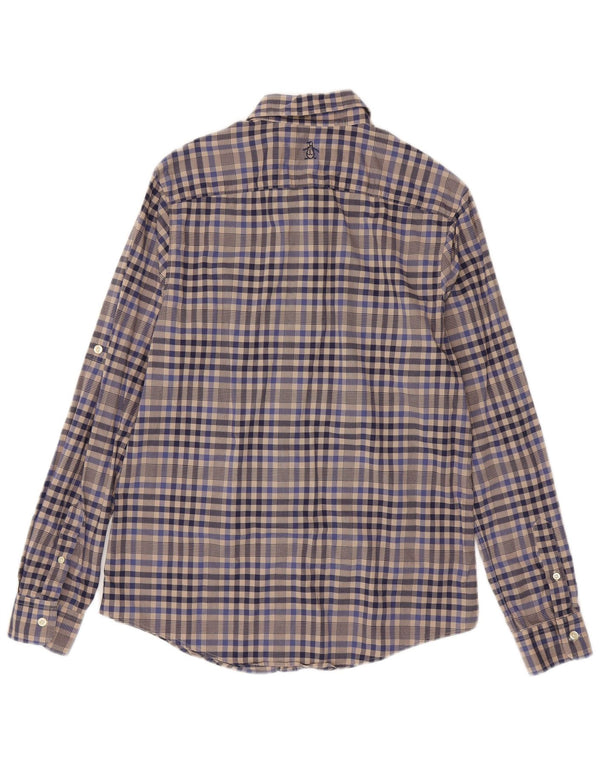 Penguin Mens Shirt Medium Grey Gingham Cotton