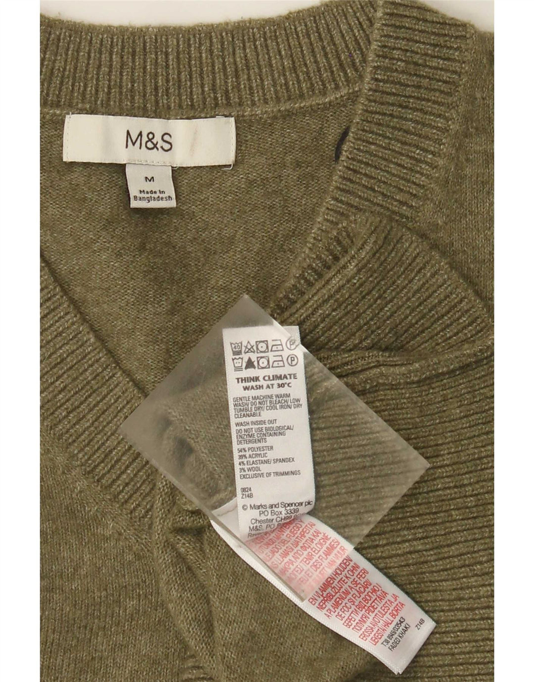 Marks & Spencer muški džemper s V-izrezom srednje zelene boje od poliestera
