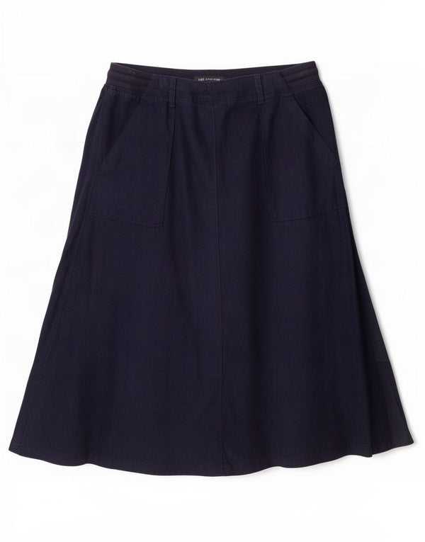Marks & Spencer Womens A-Line Skirt UK 14 Large W32 Navy Blue Cotton