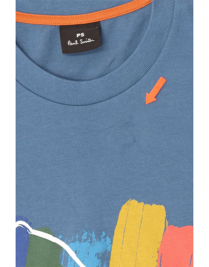 Velika plava pamučna muška majica s grafičkim motivima Paul Smith