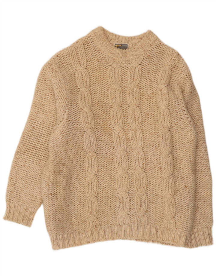 VINTAGE ženski džemper s okruglim izrezom UK 16 Large Off White