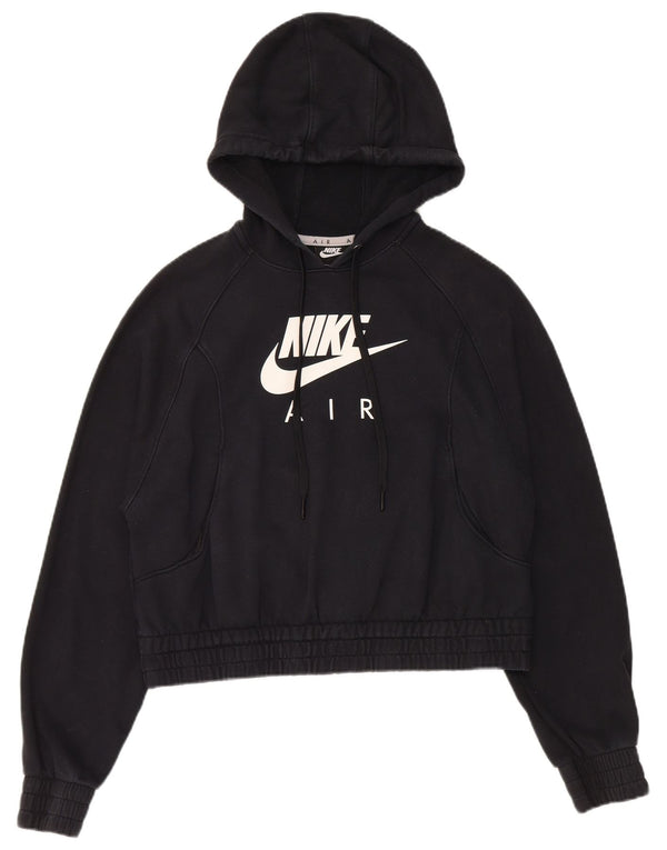 Nike Ženska labava majica s kapuljačom s kapuljačom UK 10 Mala crna pamučna