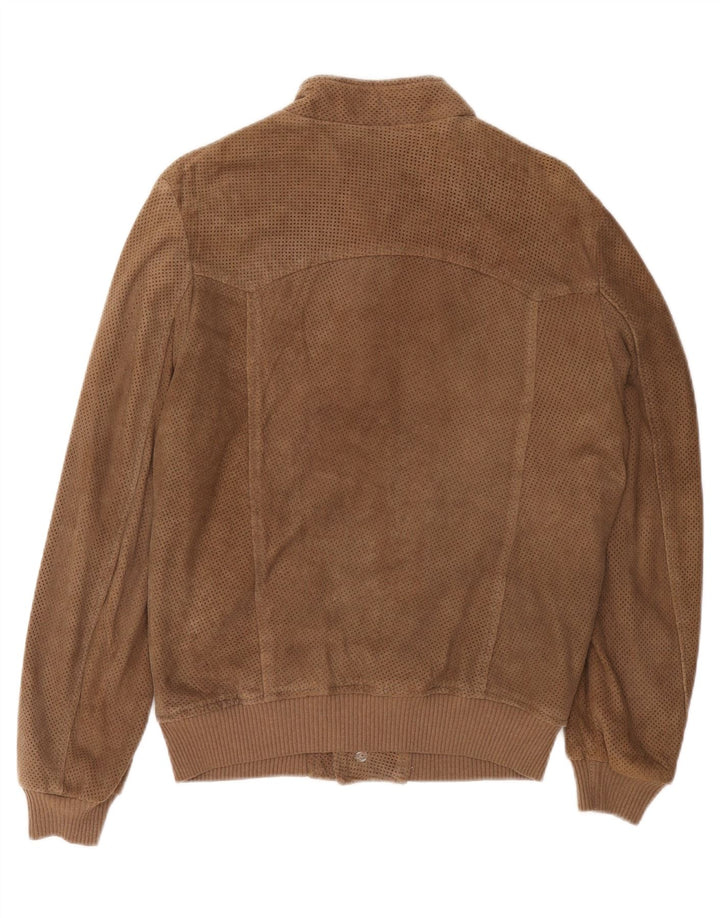 DACUTE Mens Suede Bomber Jacket IT 50 Large Brown Suede