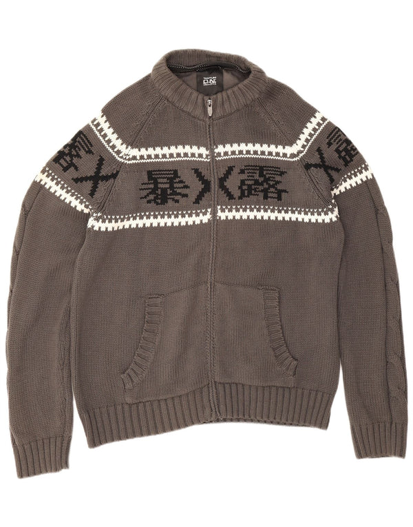 ON Tantum ženski džemper s punim patentnim zatvaračem UK 20 2XL Sivi Fair Isle pamuk