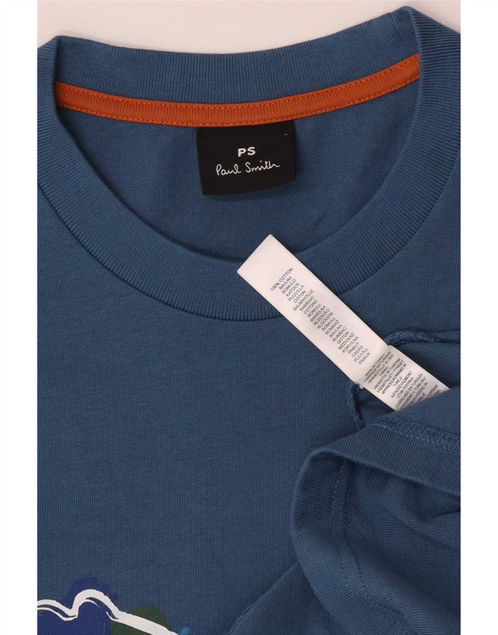 Velika plava pamučna muška majica s grafičkim motivima Paul Smith