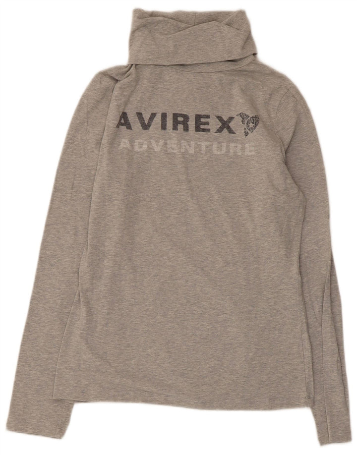 Avirex ženska majica dugih rukava s grafikom UK 12 srednje sivi pamuk