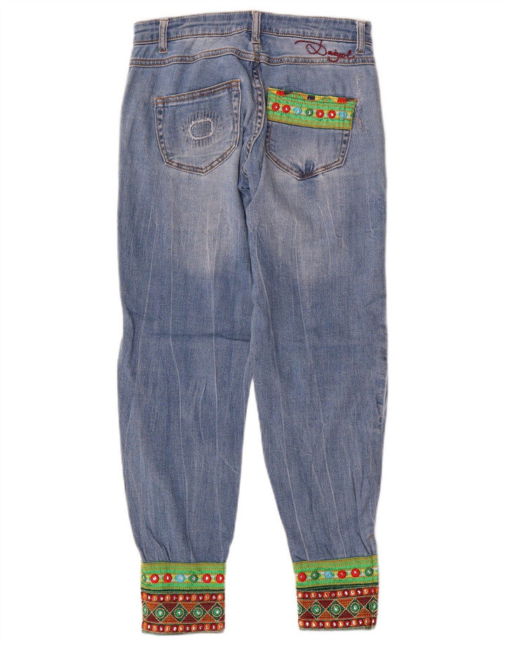 Ženske trkače Desigual sužene traperice W24 L27 plavi patchwork