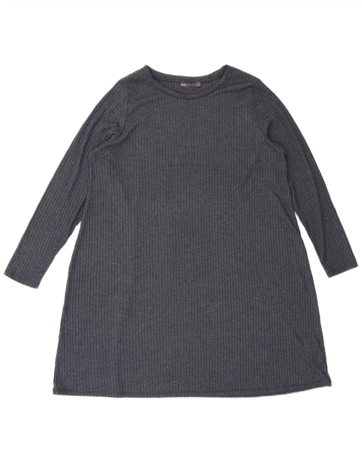 Marks & Spencer ženska osnovna haljina dugih rukava UK 20 2XL tamnoplava