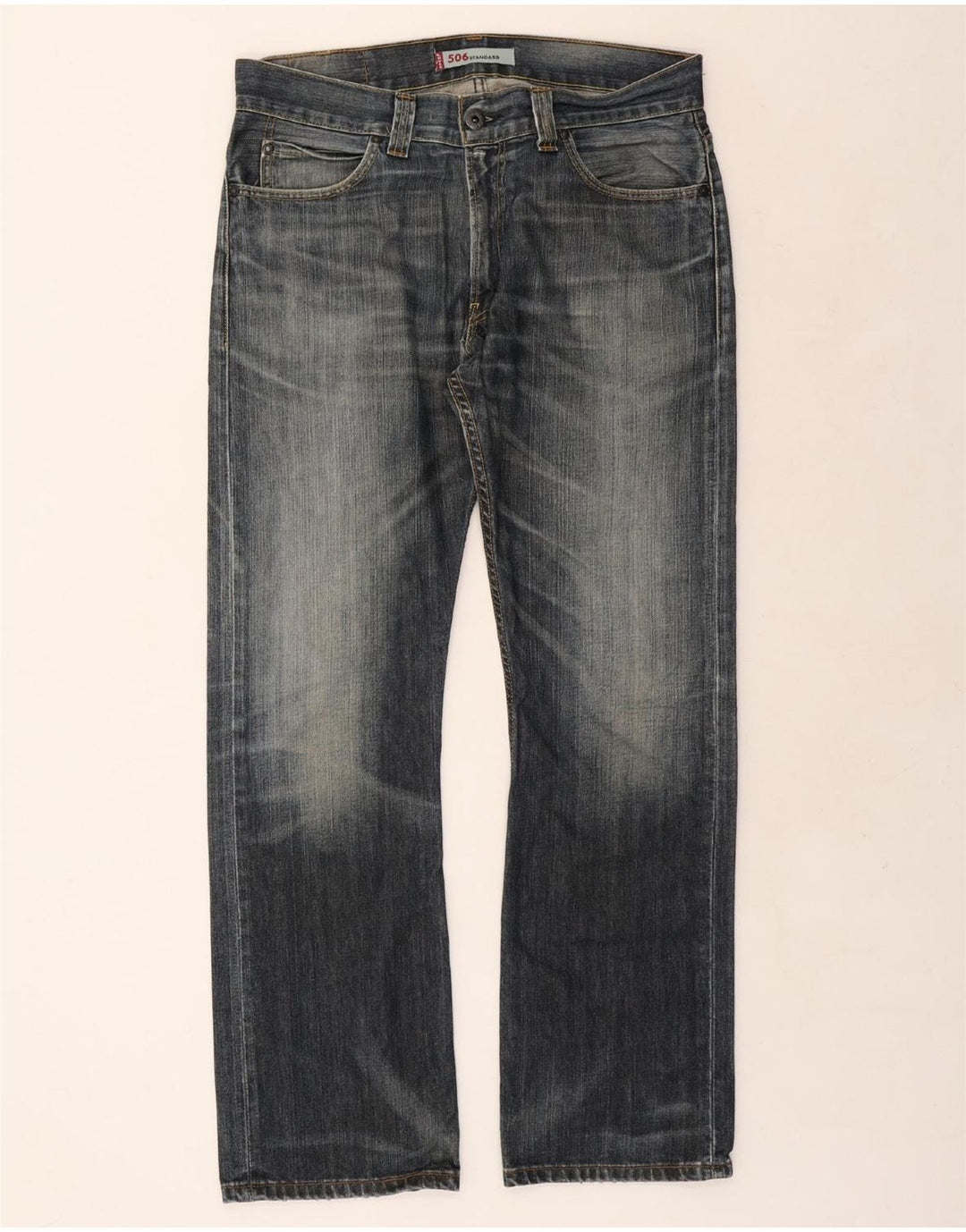 LEVI'S Mens 506 Standardne ravne traperice W36 L32 Plavi pamuk
