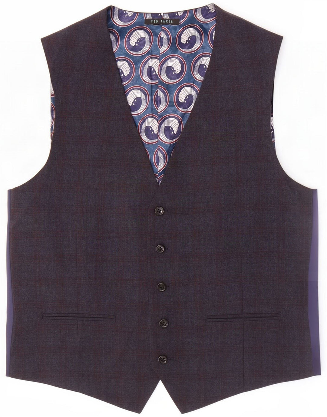 Muški prsluk Ted Baker IT 52 Large Navy Blue Check Wool