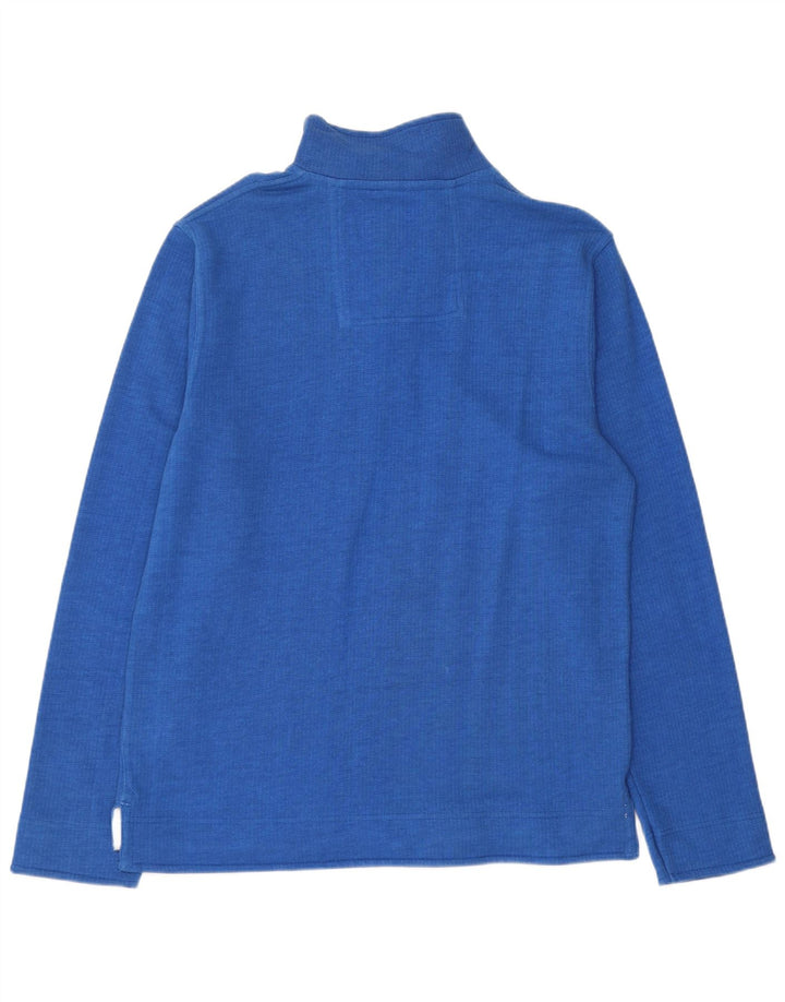 Crew Clothing Muška majica s izrezom s patentnim zatvaračem Srednje plavi pamuk