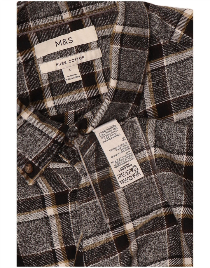Marks & Spencer muška flanelska košulja veliki sivi karirani pamuk